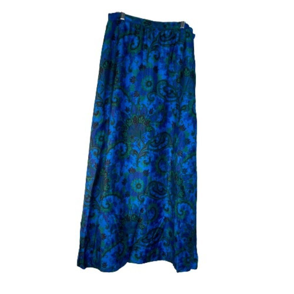 Paisley Maxi Skirt Blue Green Handmade S Small or M Medium
